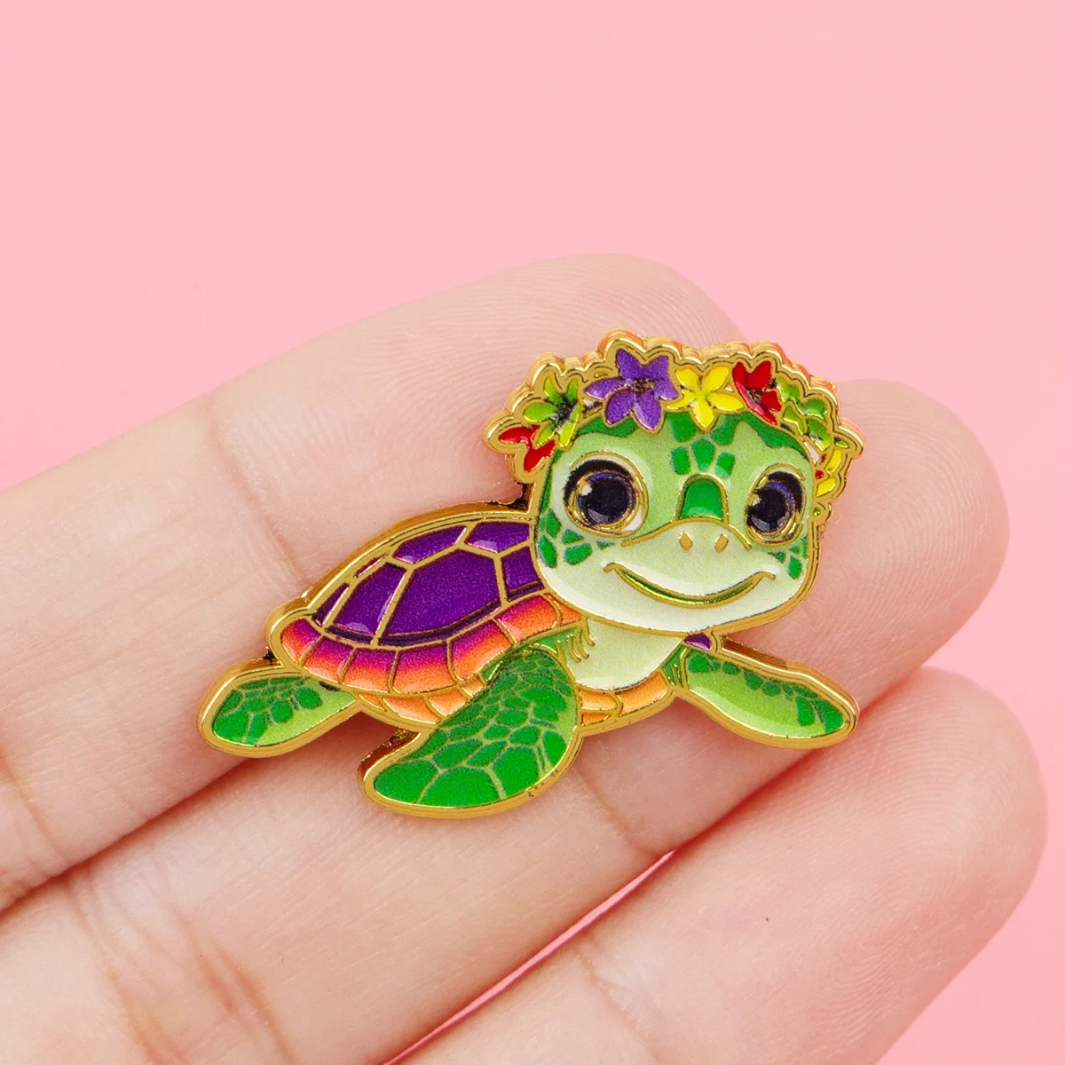 8 Stück/Set Blumen-Schildkröten-Emaille-Anstecknadeln, niedliche Meerestier-Broschen, Anstecknadeln, Abzeichen für Rucksack, Kostümzubehör, Schmuck, Geschenke – Detail 8