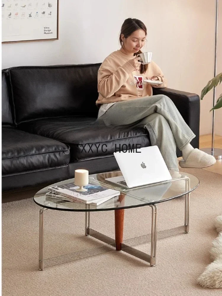 Home Nordic Antique Glass Coffee Table Designer Bauhaus Minimalist Living Room Tea Table Low Table furniture