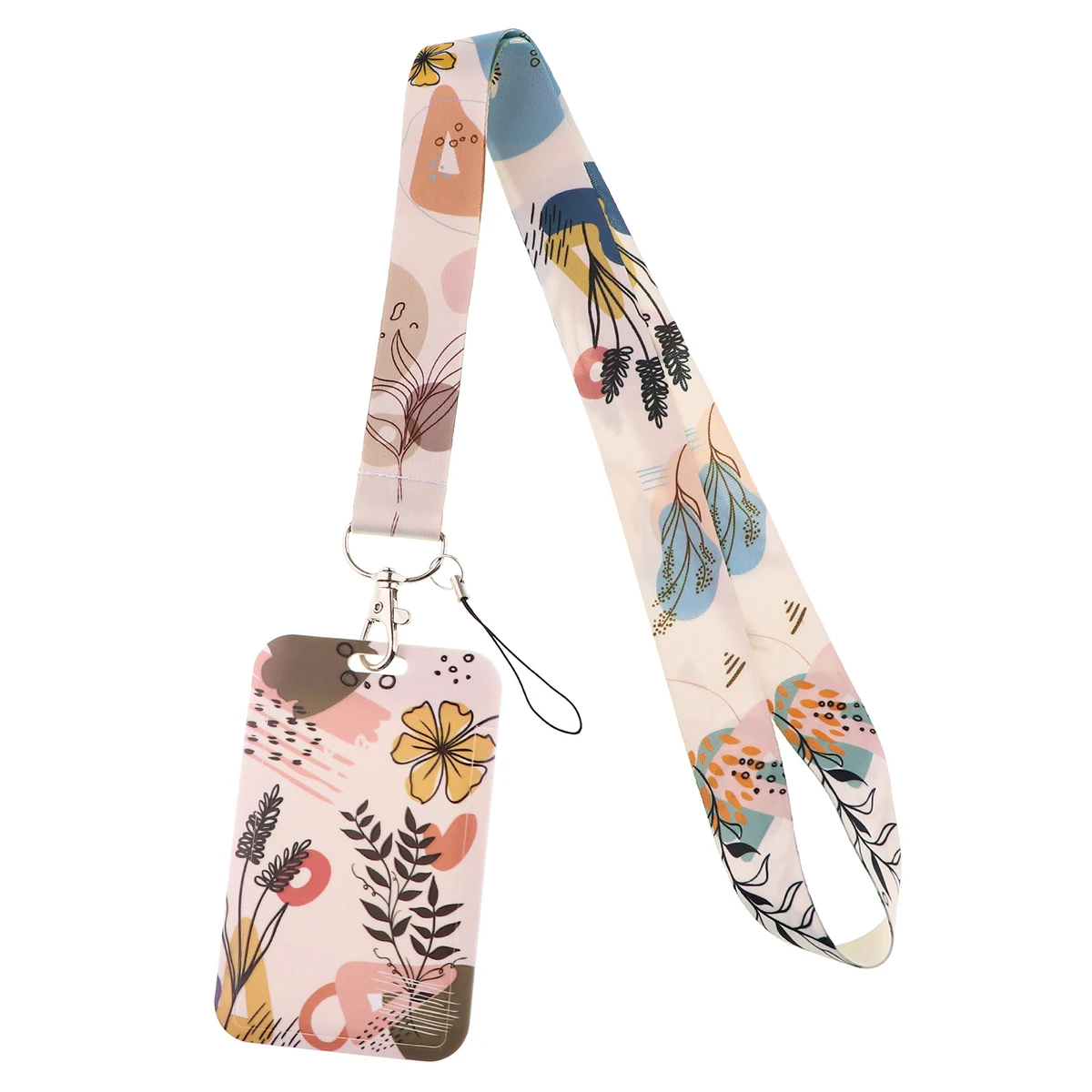 

Simple Style Neck Strap Lanyards Hanging Rope For Phone Keys Flower Pattern Mobile Phone Key Chain Student Badge Holder Lanyard