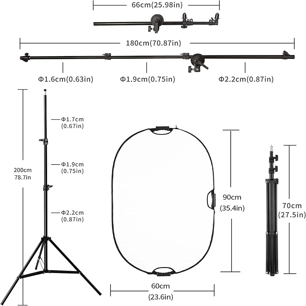 Selens Multi-function Reflector crossbar photographic equipment T-bracket oval reflector shelf reflector Holder Tripod Support