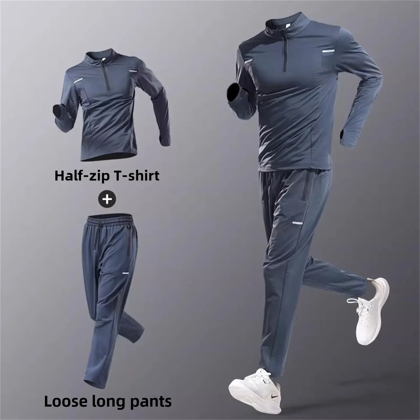 

High-End Men's Outdoor Running Fitn Sportswear Set Qui Dry Clothing Long Sve irt And Long Pants for Autumn Winter