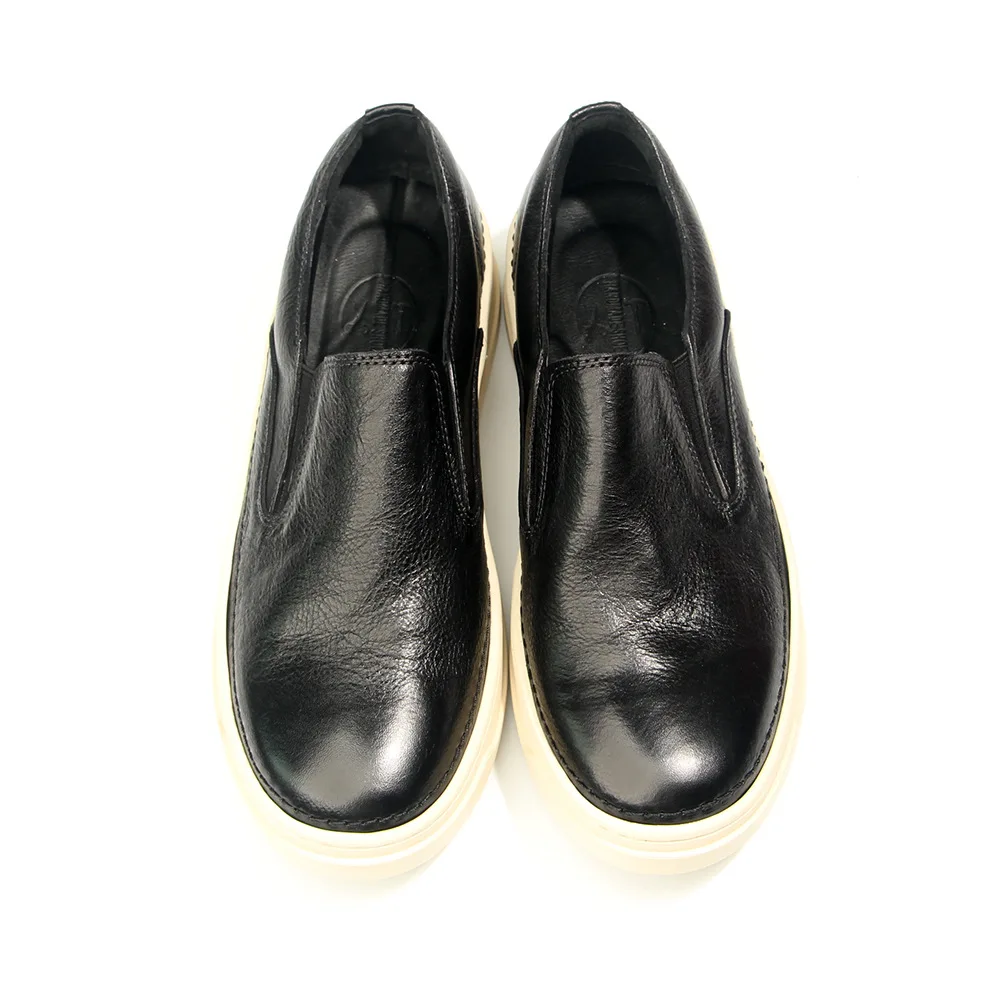 YETTIES Men's Slip-On Casual Loafers | Vintage Top Grain Leather Board Shoes | Trendy Comfortable Everyday Footwear