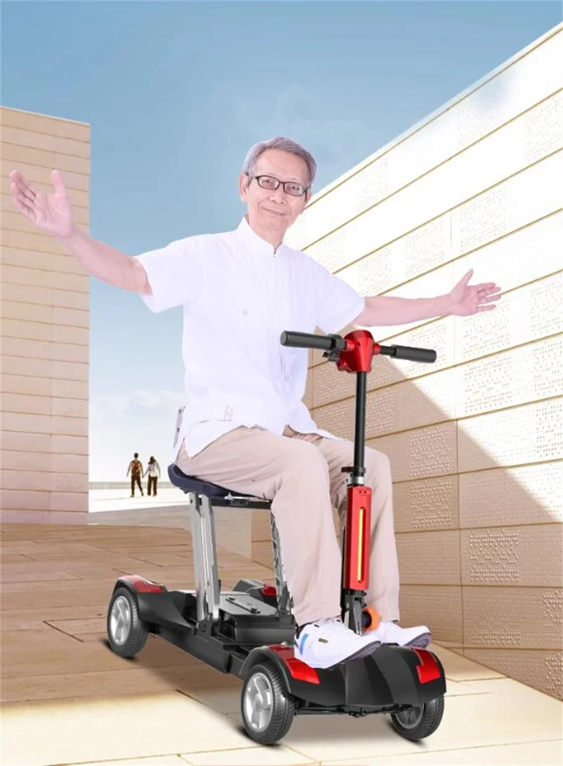 Mini Foldable Electric Scooter With Seat Travel For Elderly Adults 250W 24V Remote Folding Mobility Scooter Removable Battery