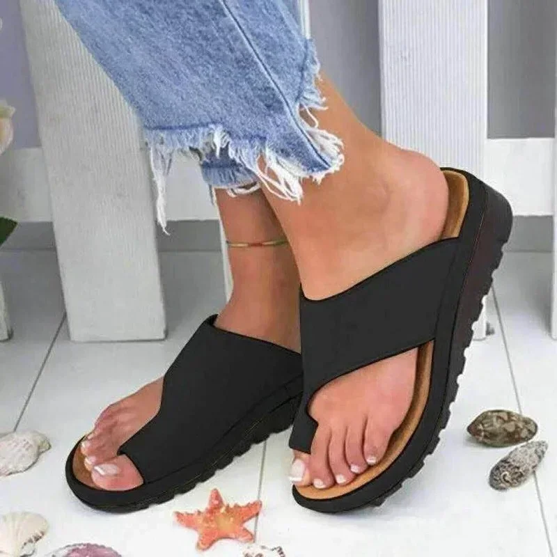 Women Slippers Summer Sandals Comfy Platform Flat Shoes Sole Ladies Casual Soft Big Toe Foot Sandal Bunion Corrector Slippers