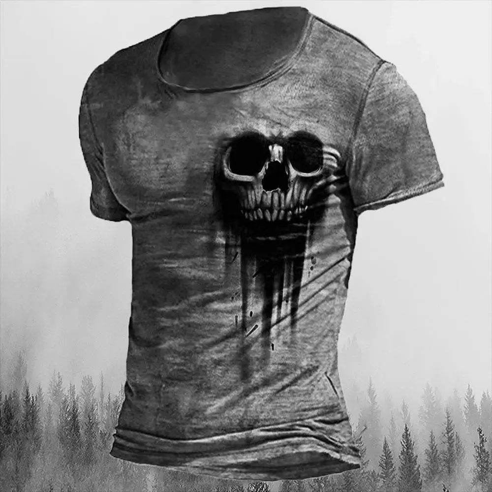 

Men's T-shirts Summer 3d Vintage Horror Skull Top Hip Hop Rock Streetwear O-neck Short Sleeve Tee Oversized T Shirt Male Clothes