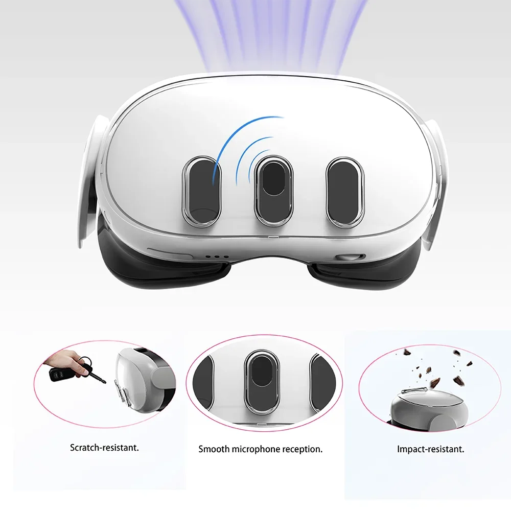 Transparent Protective Cover For Quest 3 Helmet Front Cover Cooling Breathable VR Accessories For Meta Quest 3 Protective Cover
