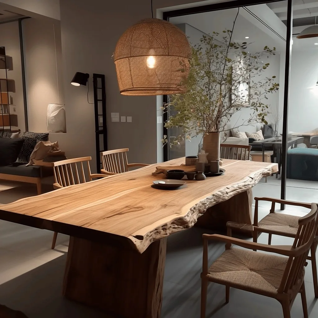 Log conference table, solid wood whole board, tea table, wabi-sabi style solid wood table, living room dining table
