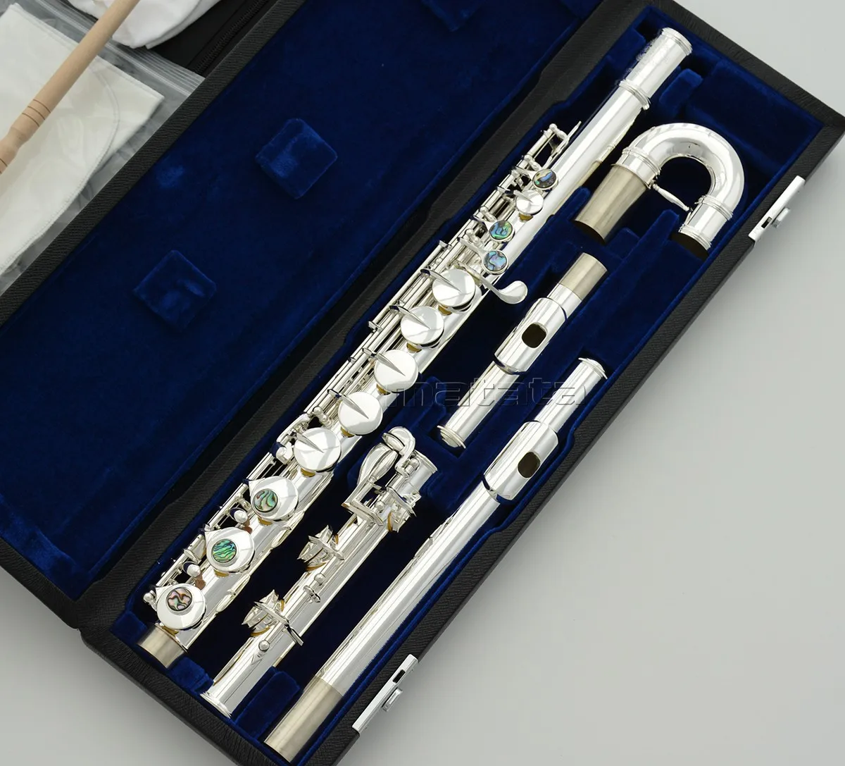 Fast Ship D# Roller Silver Alto Flute G Tone W/ Abalone Straight curved headjoin MTFL-502
