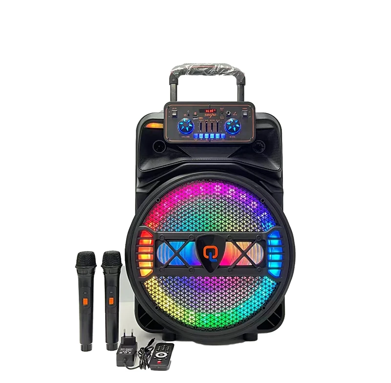 

Good Selling 15 Inch Portable Big Speakers Hi-Fi System bluetooth Karaoke Trolley Speaker with Mic