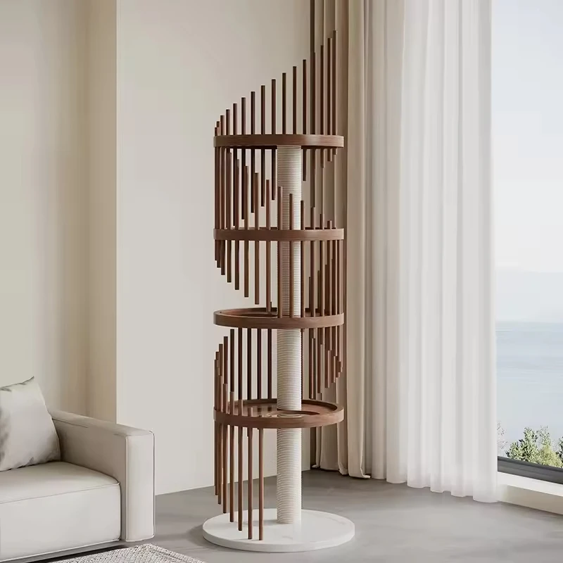 إطار تسلق القطط من الخشب الصلب الحديث الفاخر، أثاث تسلق القطط بعمود السيزال المنزلي