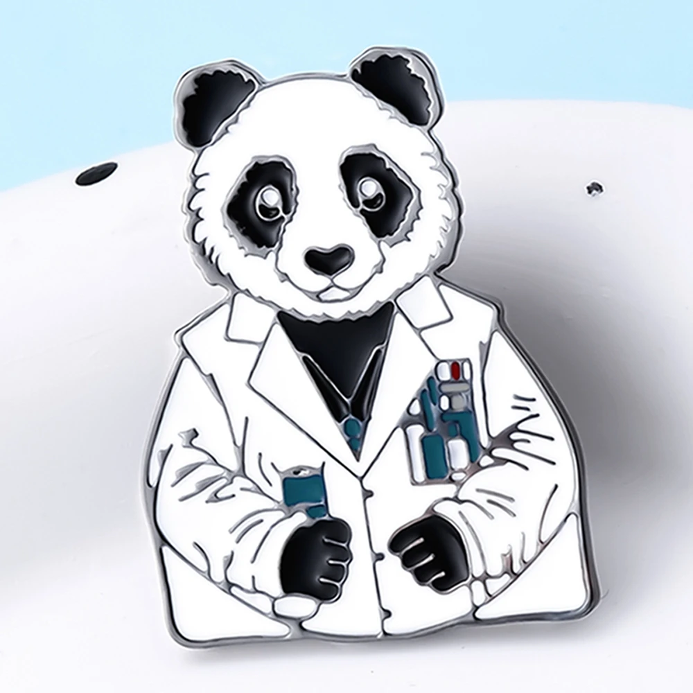 Catuni Panda Science Medicine Pin Enamel Brooch Cute Bag Lapel Backpack Badge Jewelry Accessories for Scientist Student Medico