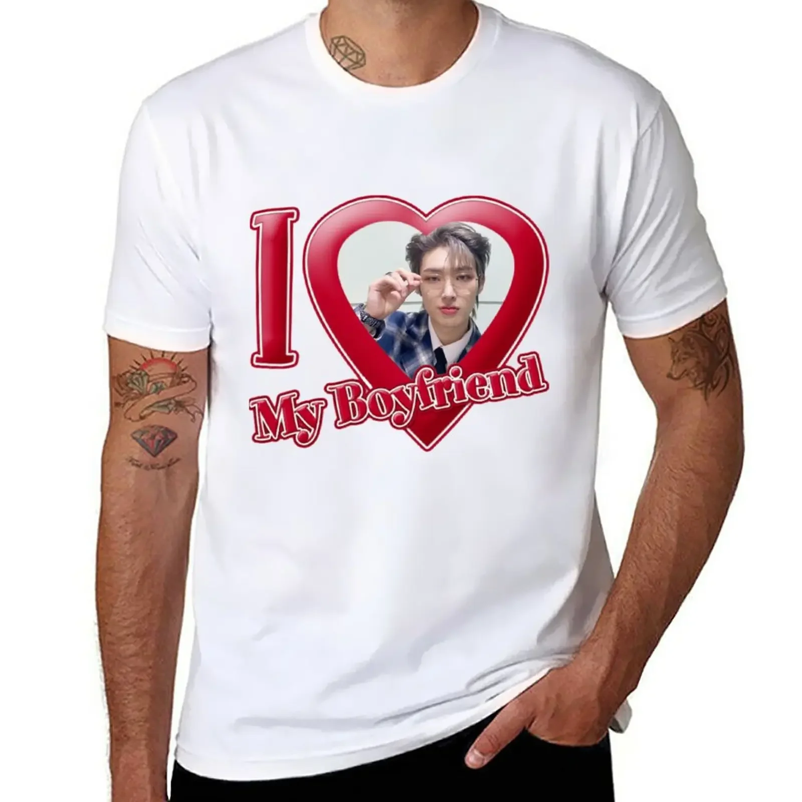 New Mingi (Ateez) I love my boyfriend T-Shirt cat shirts graphics t shirt men graphic t shirts