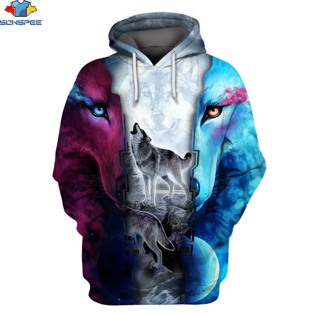 

SONSPEE 3D Printed Fall Winter Men's Women's Hoodie Long Sleeve Wolf Pattern Animal Sports Casual Street Pullover Pocket Jacket