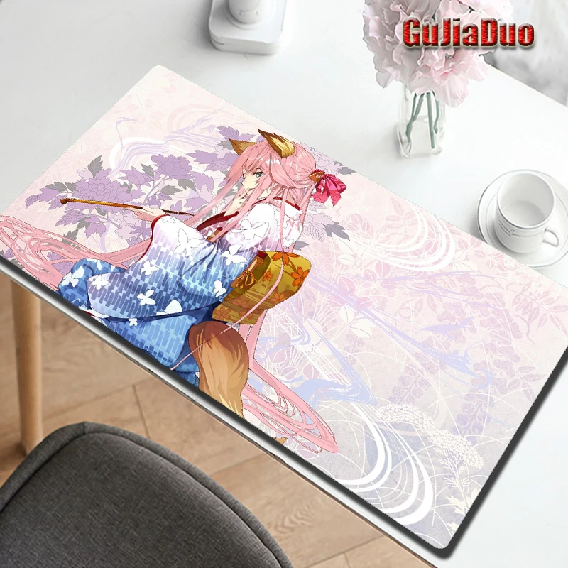 80x40cm Comic Charm Fox Girl Mouse Pad Computer XXL Pc Cushion Gaming Hoom Accessories Kawaii Anime Mousepad for Gamer Play Mat