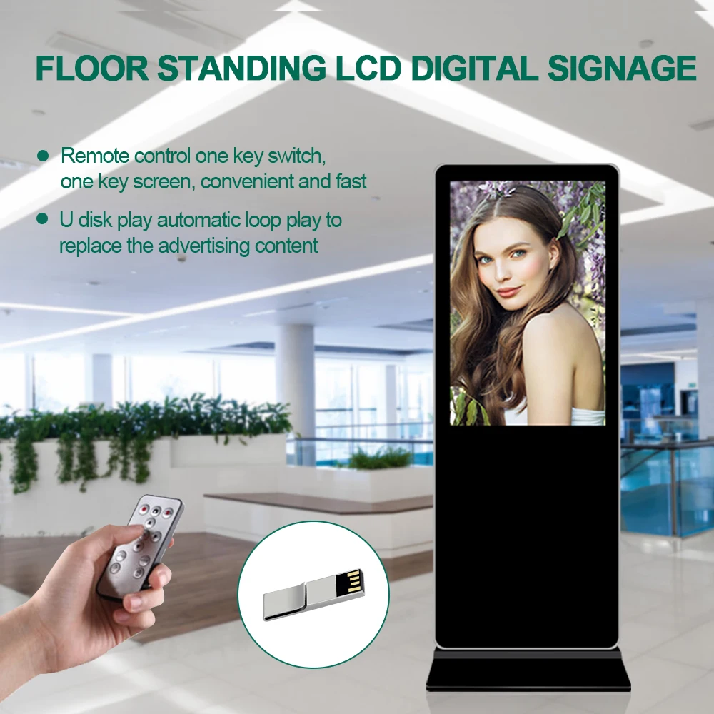 43 49 55 Inch Indoor Vertical Totem Android Advertising Video Display Free Standing Digital Signage Touch Screen Kiosk