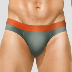 Men's Ice Silk Seamless Underwear Men's Breathable Briefs Summer Thin Boys' Sports Low-Waist Sexy Shorts Panties