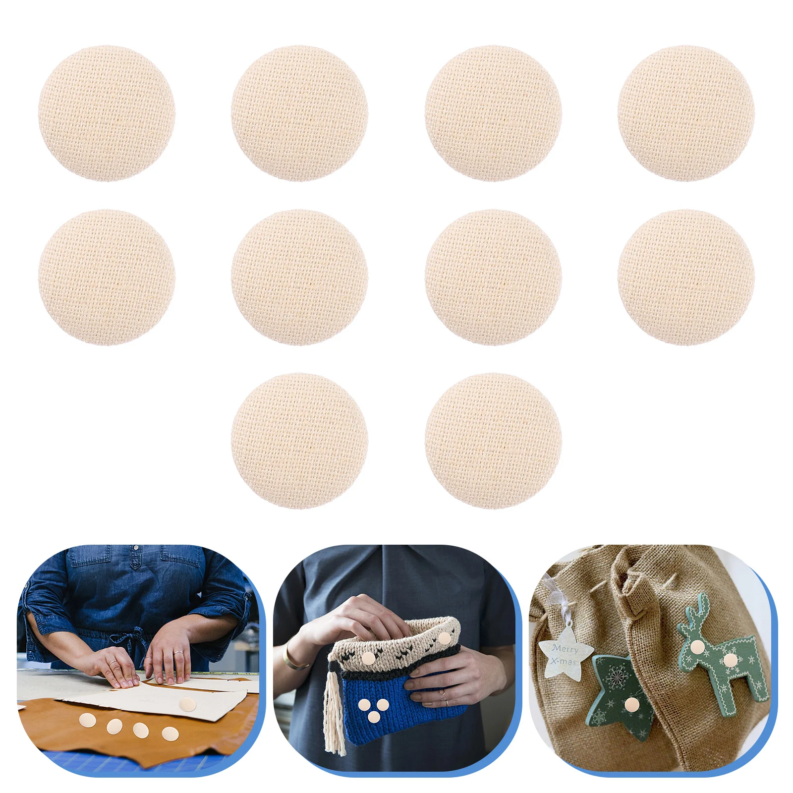 

10 Pcs Cloth Bag Linen-wrapped Buttons Child Costume Jewelry Each Side Round Clothes