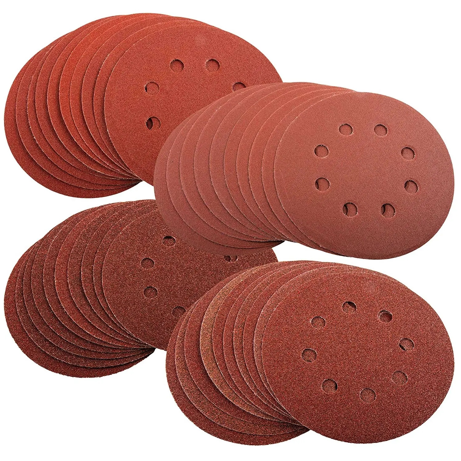 JUF-80PCS Sanding Discs Pads, 40 60 80 100 120 150 180 240 320 400 Grits 8-Holes Sandpaper Assorted for Random Orbital