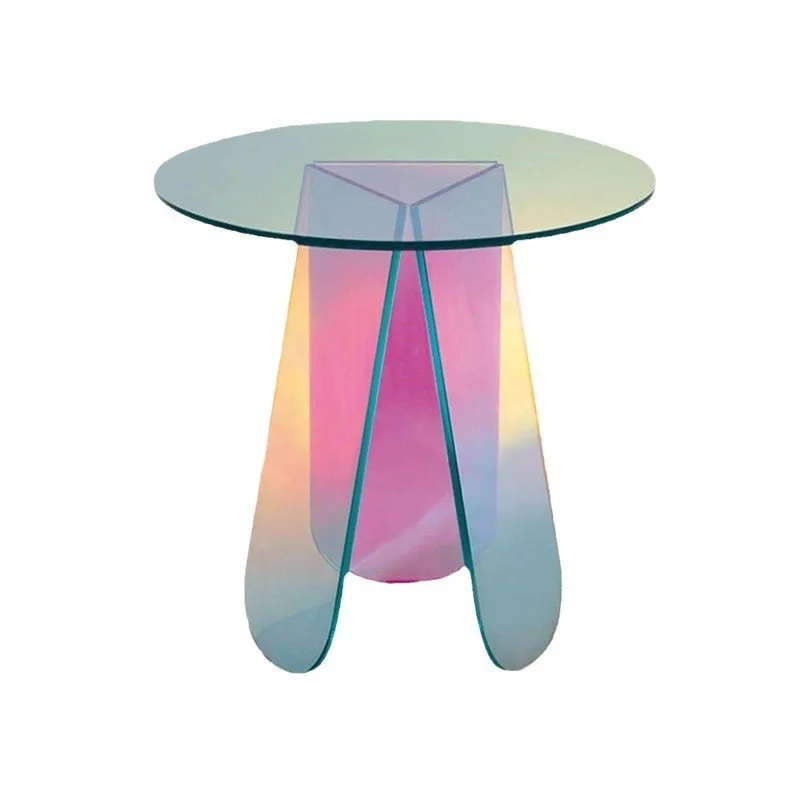 

Coffee table simple sofa free installation rainbow coffee side balcony small round table