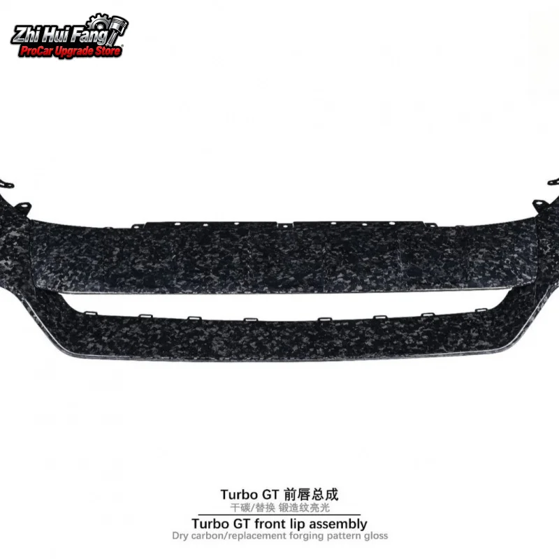 

Suitable for 18-23 Cayenne 9Y0.1 Turbo GT Carbon Fiber Front Lip Assembly Forged Texture Glossy
