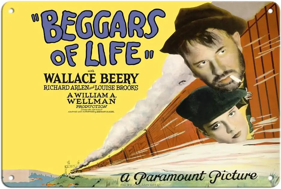 Beggars of Life - Starring Wallace Beery Richard Arlen - Directed by William Wellman - Vintage Film Movie Poster c.1928-8 x sign