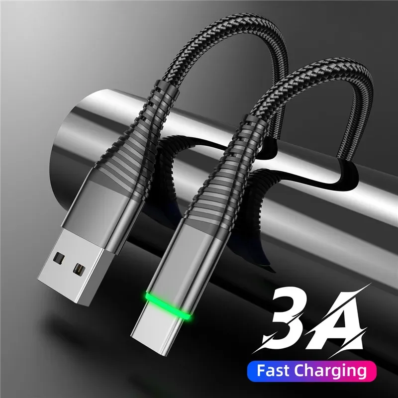 

USB Type C Cable for S10 S9 Quick Charge 3.0 Cable USB C Fast Charging for Huawei P30 Xiaomi USB-C Charger Wire