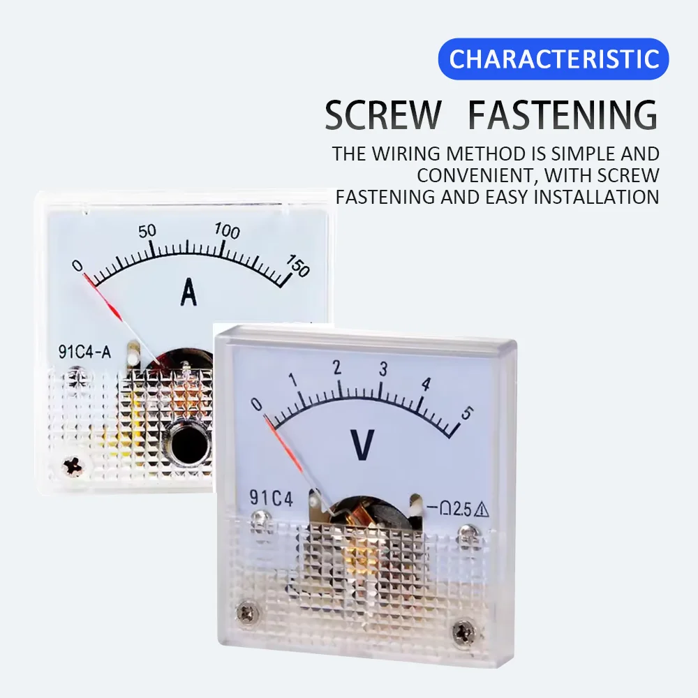 91C4 Ammeter DC Analog 1A 2A 3A 5A 10A 20A 30A 50A 100A 200A 300A 500A Panel Mechanical Pointer Type Amper Meter Current Meter