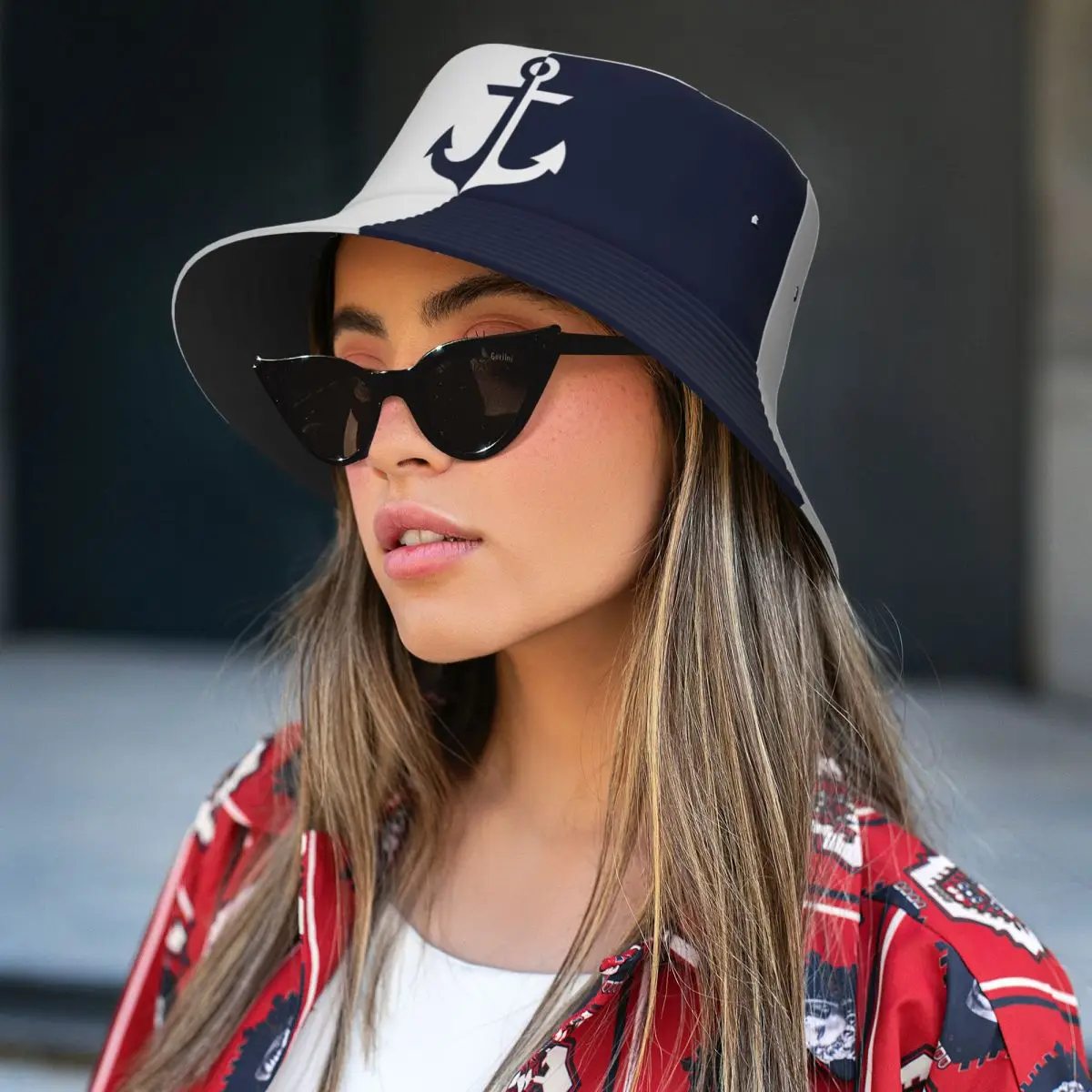 Custom Nautical Anchor Bucket Hat Men Women Fashion Summer Outdoor Sun Sailor Adventure Fisherman Cap