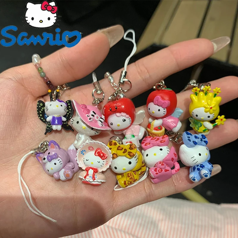 Kawaii Apple Head HelloKitty Phone Chain Girl Instagram Style Cartoon Pendant Backpack Cute Versatile Decoration Holiday Gifts