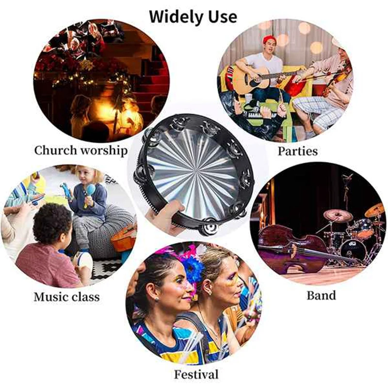 Tambourine Handheld Drums Children KTV Party Double Jingle Sound Reflective Tambourine Musical Instrument