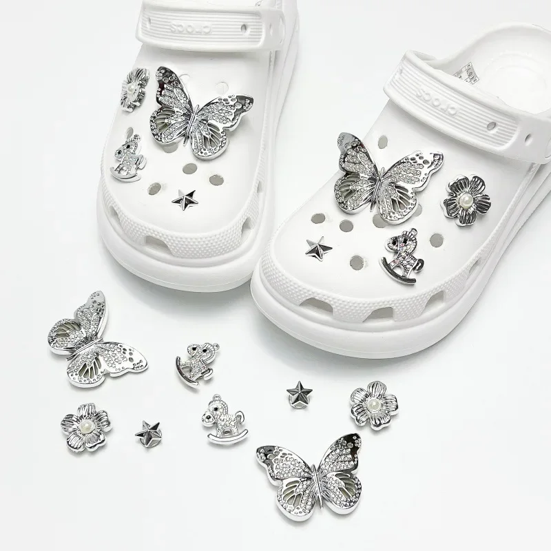 Designer Silver Butterfly Clogs Accessories Women Summer 2026 Cartoon Balloon Dog DIY Shoes Charms Set Sandals Shoes Decorations