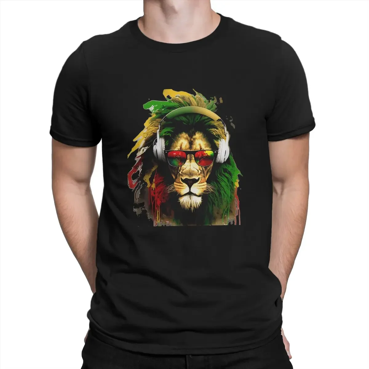 Rasta Lion Of Judah Rastafari Vibes T Shirt Graphic Men Tees Summer Clothing Polyester Crewneck TShirt