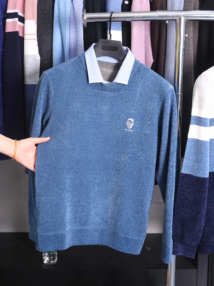 

Comfortable Men's aphene Fce Lined Knitwear Trendy Casual Sle Youthful Vitali Design Thiened Long Sve Crew Ne