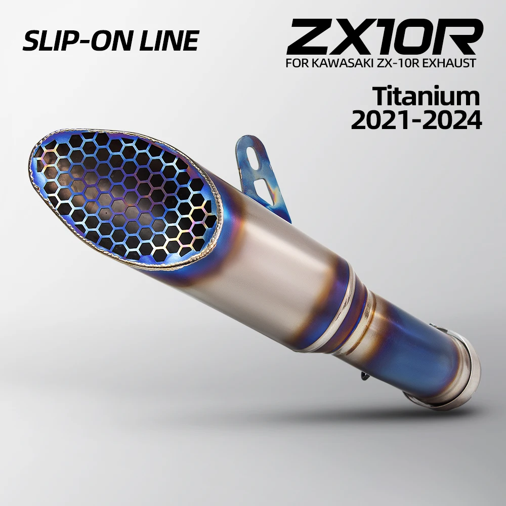 Slip on Racing Line Modified Exhaust Titanium Alloy Blue Project Muffler Connect Original Front Pipe For ZX10R ZX-10R 2021-2024