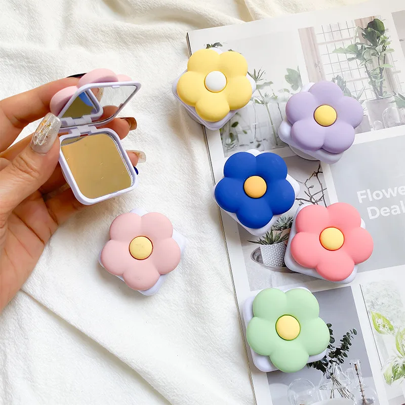 

Flower Flip Cover Double Mirror Expandable Mobile Phone Holder Stand Foldable Grip Tok Socket Finger Ring Bracket Accessories