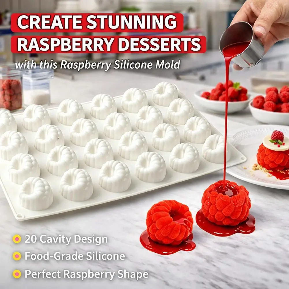 6 Hole Raspberry Design Mousse Silicone Mousse Mold 3D Fruit Dessert Chocolate Mould DIY Cake Decorating Tools Bakeware