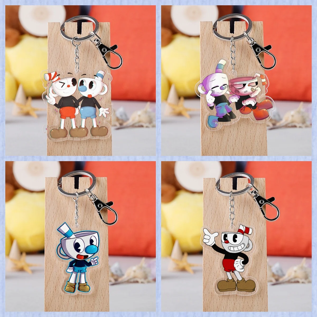 Game Cuphead Cartoon Character Acrylic KeyChain 6cm Cute Accessory backpack pendant Gifts