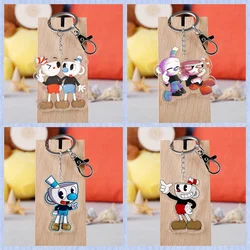 Game Cuphead Cartoon Character Acrylic KeyChain 6cm Cute Accessory backpack pendant Gifts