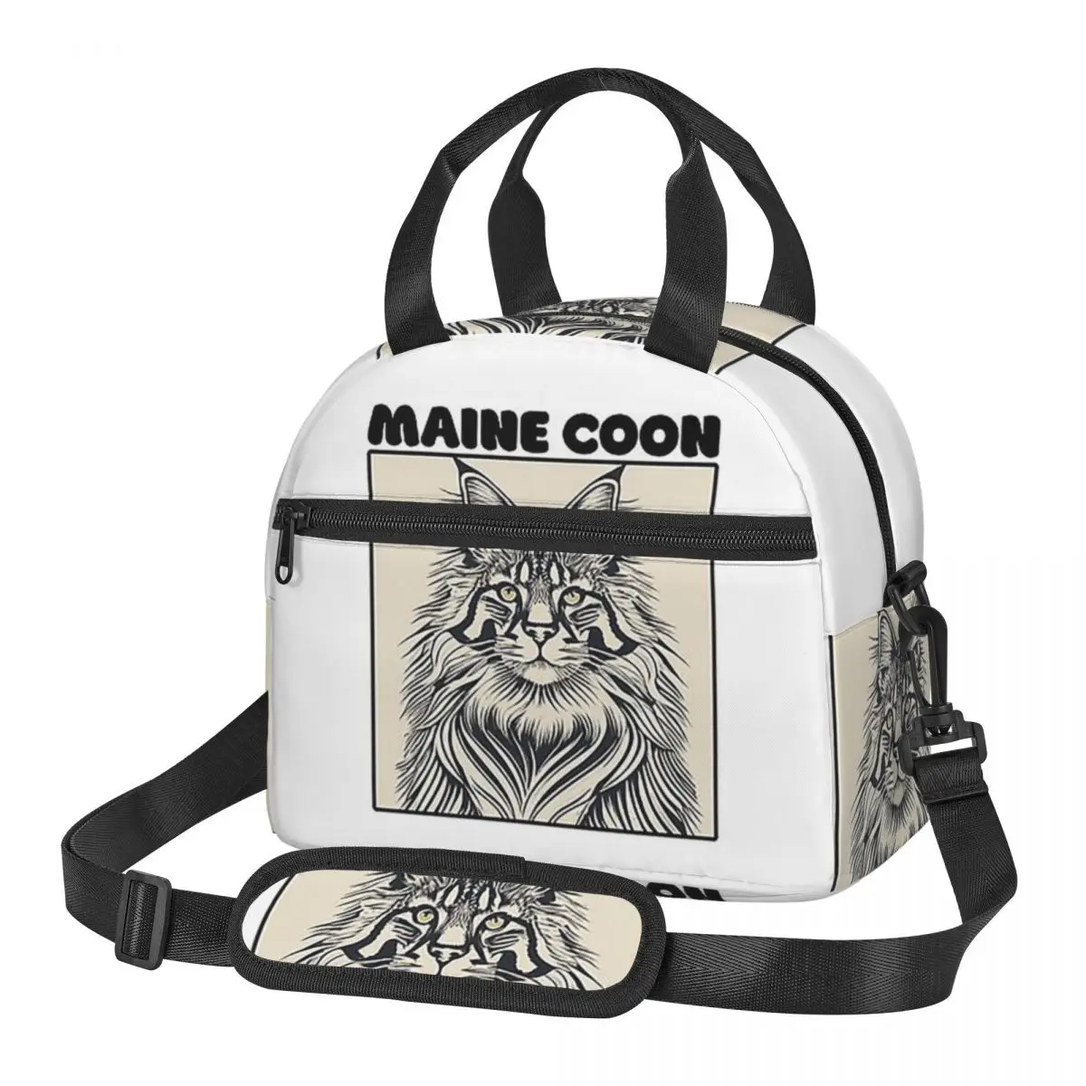 

Сумки для обеда с котом Maine Coon, изолированная коробка для бенто, многоразовая сумка для обеда, сумки для пикника, сумка-холодильник для женщин, офис