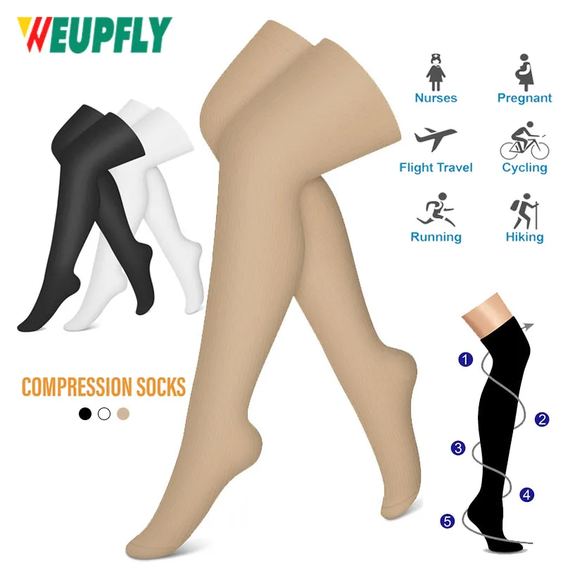 1Pair Compression Stockings for Women Men,20-30mmHg Thigh High Compression Socks -Best Support for Nursing Sports Varicose Veins