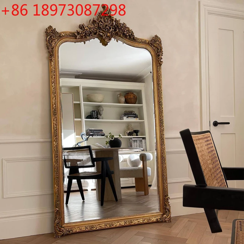 

Европейское зеркало у стены большого размера для гостиной от пола до потолка, ретро-зеркало с гравировкой для тяжелой промышленности, домашнее зеркало