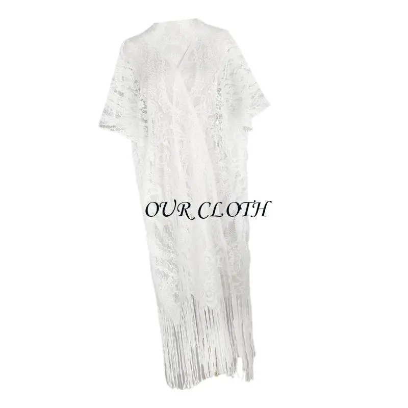 Tankini Cover up Long Pildels Cardigan châle bohème à franges plage décontractée Y1ac