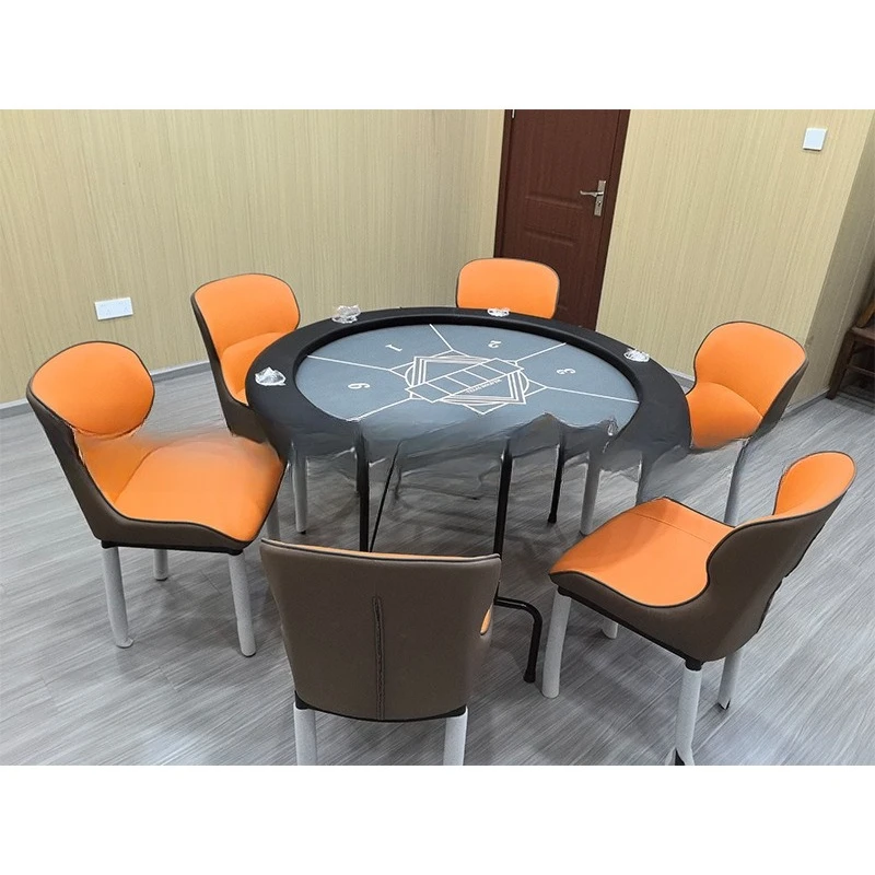 Poker table, round table, octagonal 6, 8-seater tabletop, whole leg foldable, does not take up space, chess and card room