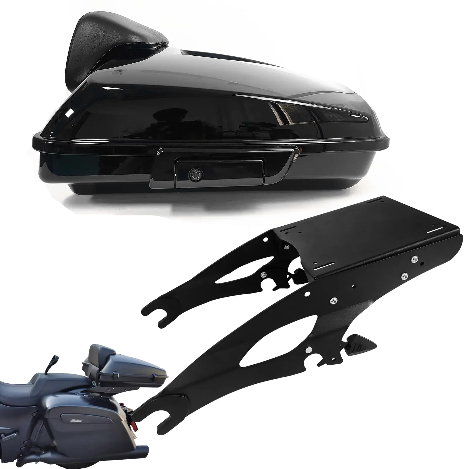 Top Case Box with Rear Luggage Rack Trunk Mount Kit for Indian Chieftain Roadmaster Challenger Chief Dark Horse Tour Pack Pak