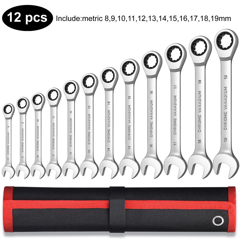 Sleutel Ratelsleutel Set 72 Tand Gear Ring Koppel Dopsleutel Set Metrische Combinatie Ratelsleutels Set Auto Reparatie Tools - afbeelding 1