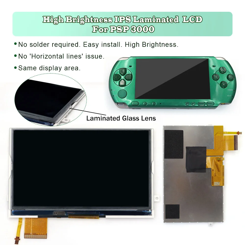 

HISPEEDIDO IPS LCD-экран без ламинации или с ламинацией для консоли PSP3000, дисплей с подсветкой для PSP 3000, высокая яркость