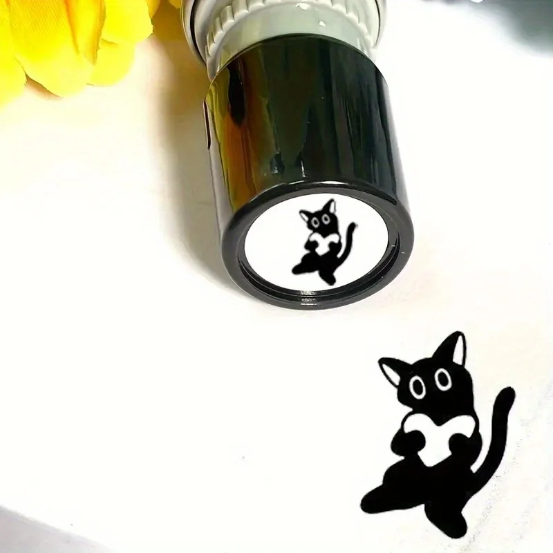 1pc Styles Cute Black Cat Stamps - Adorable Kitten with Hat, Cat in Hat, and More-Durable Plastic Ink for Labels,Envelopes,gifts