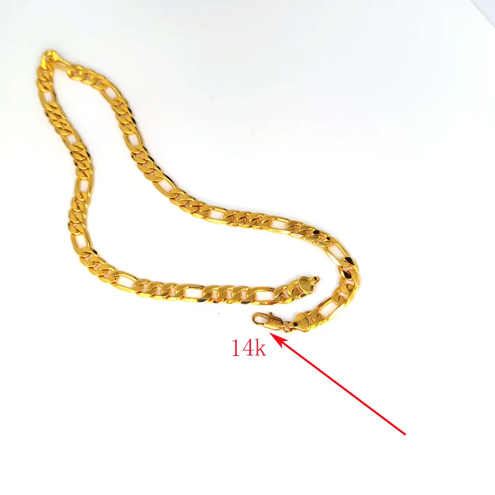 14k Italian Figaro Link Chain Necklace 10mm Solid  Fine Gold Plated  21\