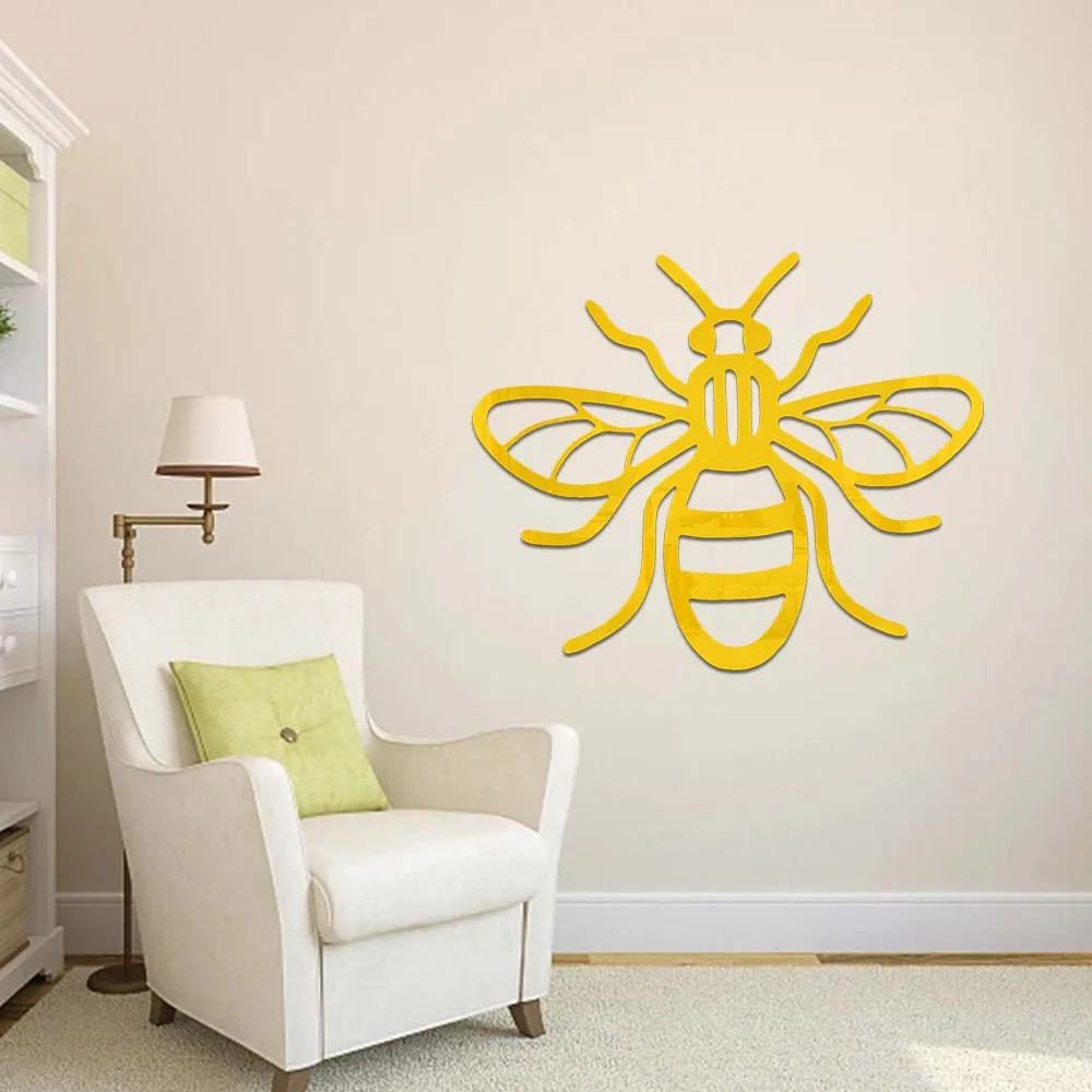 

Wall Sticker Bee Acrylic Tile Stickers Waterproof Moisture Proof Living Room Bedroom Simple Mirror Decoration Self Adhesive