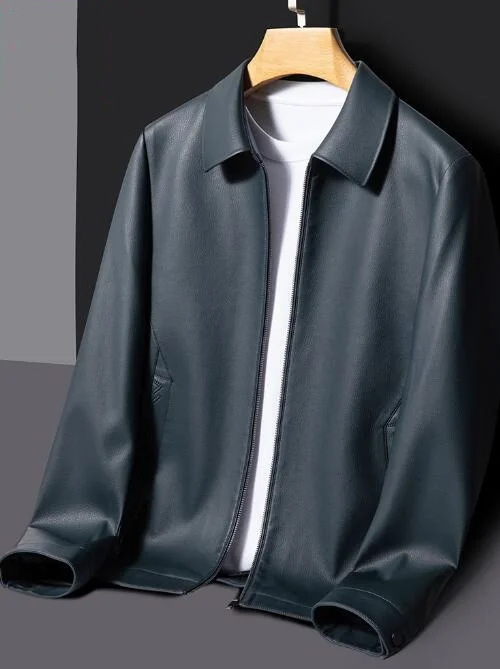 

Новая мужская кожаная куртка 2026, весенне-осенняя модная универсальная кожаная куртка, деловая повседневная легкая повседневная одежда, верхняя одежда